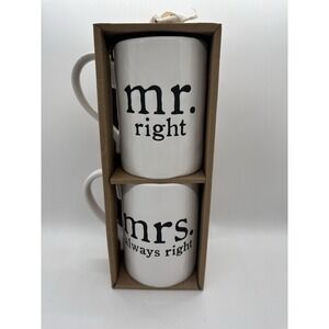 Mud Pie Mr right & Mrs always right Coffee Mugs Engagement Wedding Newlywed NIB!